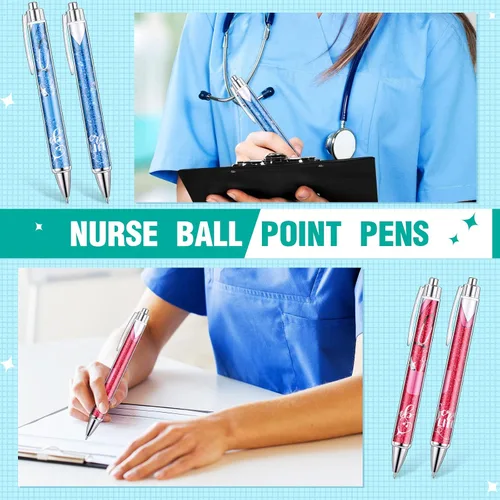 Vista 2 de Jetec Juego de 10 Bolígrafos de Enfermera a Granel Regalo de Navidad CNA Tinta de Apreciación Bolígrafos Divertidos Conjunto Médico Mensaje
