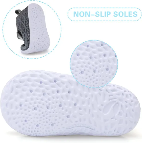 Vista 2 de FEETCITY Zapatillas de bebé para niños y niñas, zapatos para primeros pasos, zapatos de cuna para recién nacidos, zapatos sin cordones para niños