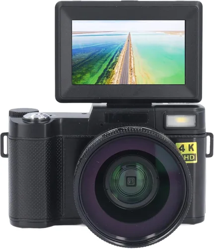 Vista 4 de Cámara de vlogging de 48 MP, cámara digital 4K, enfoque automático, anti vibración, cámara de vlogging de 48 MP con tarjeta de 32G, pantalla