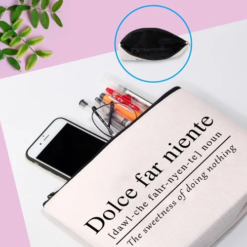 Vista 6 de GJTIM Bolsa con cremallera de viaje con temática italiana, cita italiana Sweet Doing Nothing, Dolce Far Niente, regalo para amantes de Italia, Bolso