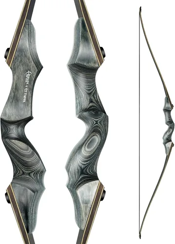 Vista 11 de Arco largo de caza desmontable Black Hunter, GLURAK 1,52 m/60" de madera para mano derecha y izquierda, arco de tiro con arco para principiantes