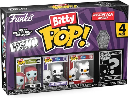 Vista 3 de Funko Bitty Pop The Nightmare Before Christmas - Figura miniatura de Sally, Jack Skellington, Zero and A Surprise Mystery - Coleccionable de 0.9