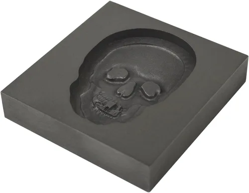 Vista 2 de Pequeño - molde del lingote del grafito del cráneo 3D para la fusión del cobre de la plata del oro de la fundición del metal precioso