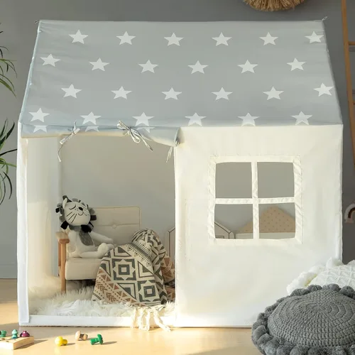 Vista 9 de Razee - Tienda de campaña para niños con alfombrilla acolchada, tienda de campaña para interiores para niños pequeños Large Kids Tent Indoor Beige