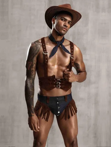 Vista 7 de Disfraz de vaquero para hombre, disfraz de cosplay de esmoquin sexy, conjunto de lencería para juegos de rol, uniforme de bar gay y club nocturno