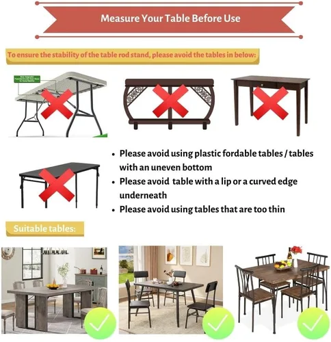 Vista 5 de Soporte de Barra Sobre la Mesa con Abrazaderas de 49 a 102 pulgadas, Soporte de Arco de Globos de Metal Ajustable, Arco de Mesa de Flores, Adecuado
