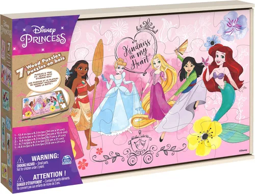 Vista 4 de Spin Master Games Rompecabezas de princesas de Disney, paquete de 7