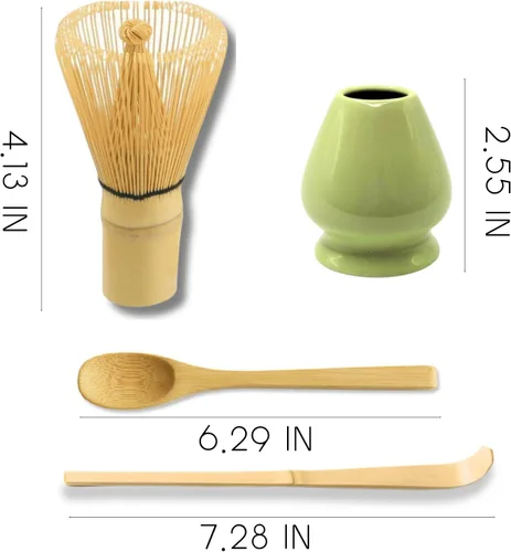 Vista 2 de Batidor y soporte de matcha, Chasen, juego y soporte de batidor de matcha, cuchara de té, cuchara, herramientas tradicionales japonesas para batir