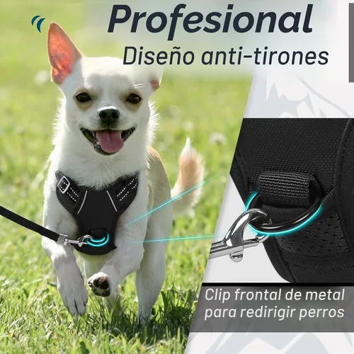 Vista 3 de Eagloo Arnés para perro pequeño, sin tirones, chaleco de servicio con tiras reflectantes y asa de control, ajustable y cómodo para caminar, arnés