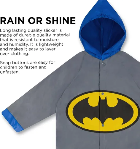 Vista 5 de DC Comics Paraguas y Slicker, Batman o Superman, juego de ropa de lluvia para niños de 2 a 7 años
