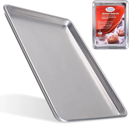 Vista 9 de Alpine Cuisine Bandeja de aluminio para hornear de media hoja de 18 pulgadas, bandeja para hornear galletas con borde
