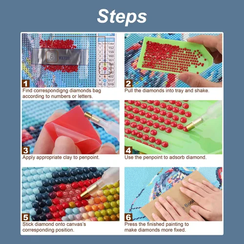 Vista 6 de Stalente Kits de pintura de diamantes para adultos, kits de arte de diamantes 5D para principiantes, pintura de diamante redonda para decoración