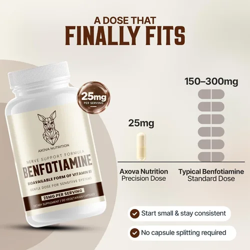 Vista 2 de Benfotiamina 25mg - Suplemento de vitamina B1 biodisponible - 90 cápsulas veganas - Vegano, sin OMG