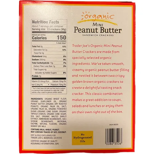 Vista 2 de Trader Joe's Mini galletas de sándwich de mantequilla de maní orgánicas (paquete de 2)