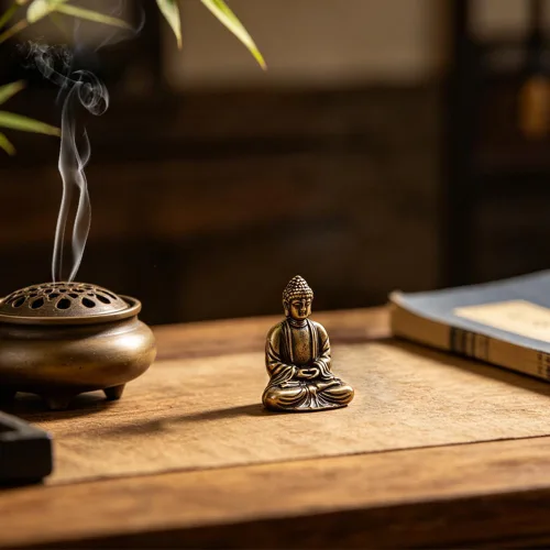 Vista 7 de ZORZA 2 mini estatuas de Buda de latón resistentes para meditación, postura sentada, pequeña figura de Buda Sakyamuni para decoración de Feng Shui