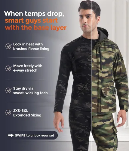 Vista 163 de Conjunto de ropa interior térmica para hombre, ropa interior larga 1#verde militar