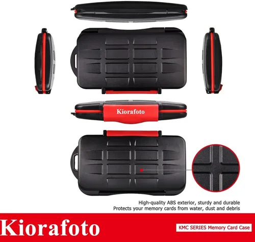 Vista 8 de Kiorafoto Estuche Porta Tarjetas SD SDHC SDXC de 12 Ranuras Profesional, Resistente al Agua, Anti-Shock, Protector de Almacenamiento de Tarjetas