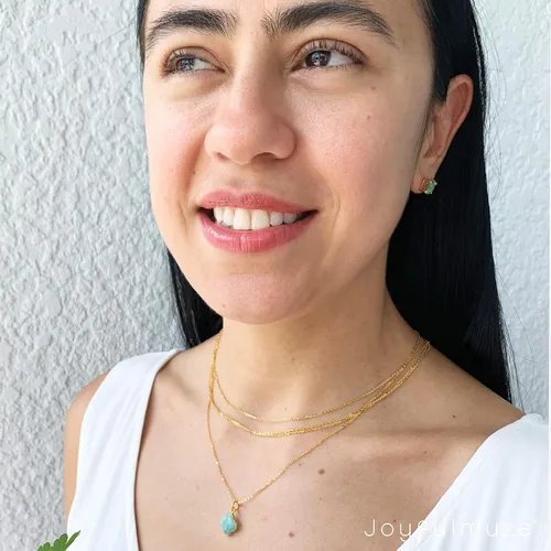 Vista 30 de Genuine Gemstone Necklace, Carved Four Leaf Clover Shape, Amethyst, Moonstone, Amazonite, Tourmaline, Labradorite, 925 Sterling Silver Jewelry