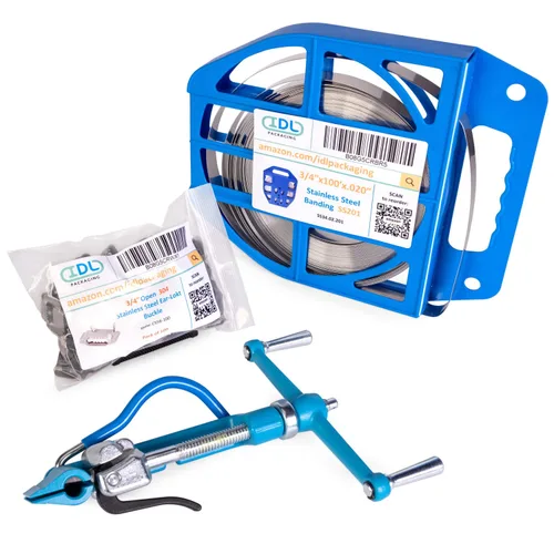 Vista 29 de IDL Packaging Kit de bandas de acero inoxidable 201 de 1/2 pulgada, herramienta de bandas de alta resistencia + bobina de bandas de acero inoxidable