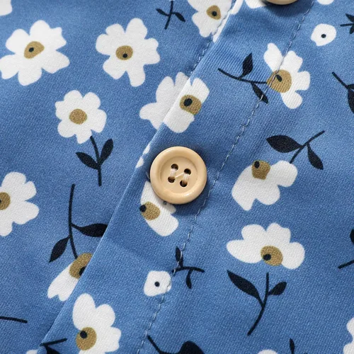 Vista 5 de CBHAIBLYD Ropa para bebé recién nacida, mameluco con volantes, manga larga, floral, traje de otoño con diadema