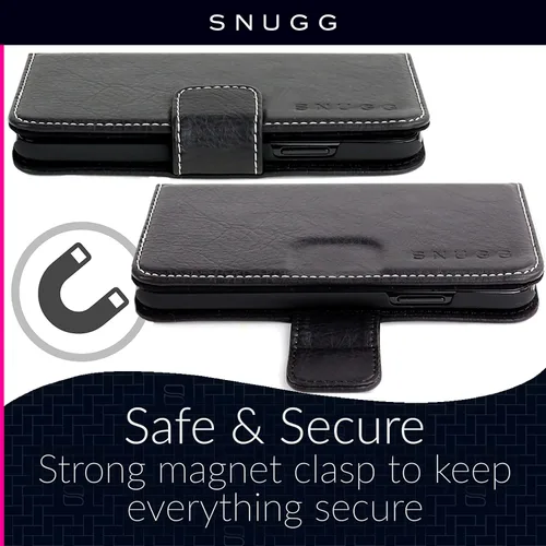 Vista 6 de Snugg Funda tipo cartera para iPhone 15 Plus – Funda plegable con 3 ranuras para tarjetas, cierre magnético y función de soporte para teléfono