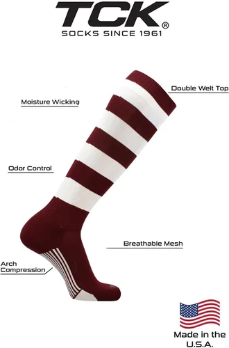 Vista 15 de TCK Winger Hoop - Calcetines de rugby con rayas para hombre