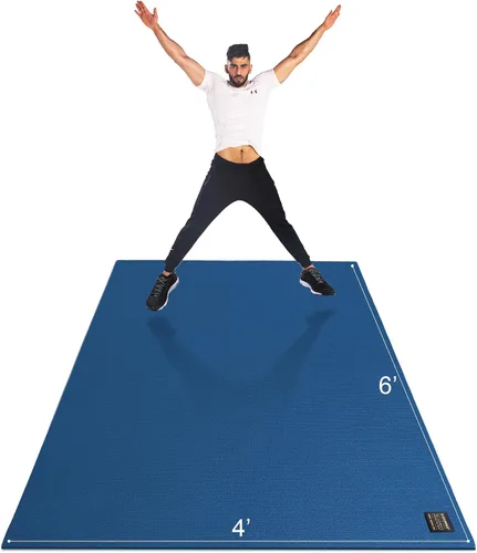 Vista 8 de GXMMAT Alfombrilla de ejercicio grande de 6 x 4 pies/6 x 5 pies/6 x 6 pies (0.276 in), alfombrillas gruesas para suelo de gimnasio en casa, tapete