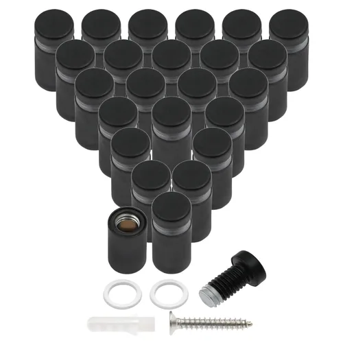Vista 29 de Luomorgo 12 piezas tornillos separadores de acero inoxidable de 1" x 1", herrajes de montaje para letreros de pared, separadores de vidrio