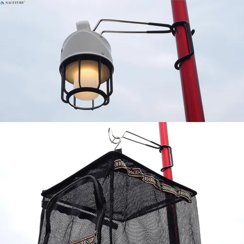 Vista 2 de NACETURE Soporte para farol, poste de luz de campamento, soporte de linterna de campamento resistente, accesorios de campamento, gancho para poste