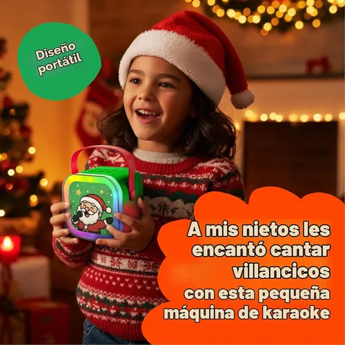 Vista 6 de Move2Play, Máquina de karaoke de Navidad Banda sonora festiva y efectos de voz Incluye 2 micrófonos Reproductor de música inalámbrico
