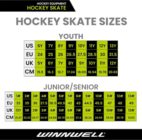 Vista 3 de Winnwell Patines de hockey sobre hielo AMP300 Tallas de patinaje para personas mayores, jóvenes, jóvenes Chicos, niñas, jóvenes, hombres