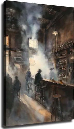 Vista 16 de CIDLNMY Póster de lienzo de la época de la Prohibición Speakeasy, póster vintage de la vida nocturna de los años 1920, arte de pared para salón