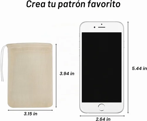 Vista 2 de Bolsas de filtro de té, paquete de 50 bolsas de té de algodón reutilizables vacías para té de hojas sueltas