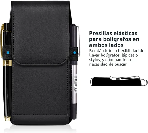 Vista 6 de Funda de cuero para teléfono ACCKUO con clip de cinturón de metal resistente y cierre magnético Compatible con iPhone 16/15/14/13/12 Pro y Non-Pro