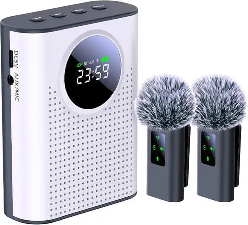 Vista 10 de Amplificador de voz S67 Micrófono inalámbrico para profesores en el aula recargable, mini micrófono de solapa Lavalier, sistema PA de altavoz