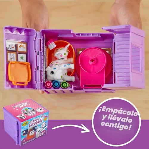 Vista 4 de Crayola Scribble Scrubbie Pet Tattoo Shop, Toy Pet Playset, regalo para niños, edad 3, 4, 5, 6
