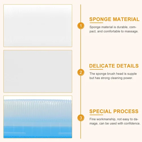 Vista 6 de Juego de 2 cepillos sensoriales para recién nacidos, cepillos de esponja de baño suaves para baby shower, entrenamiento sensorial para masaje suave