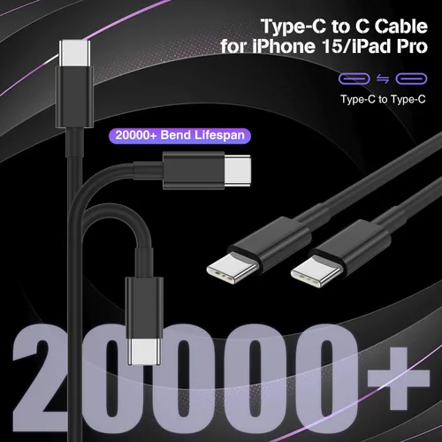 Vista 5 de Cargador de coche para iPhone 17 16 15 de carga rápida, cargador de coche USB C de doble puerto de 40 W con 2 cables USB C de 3 pies, adaptador