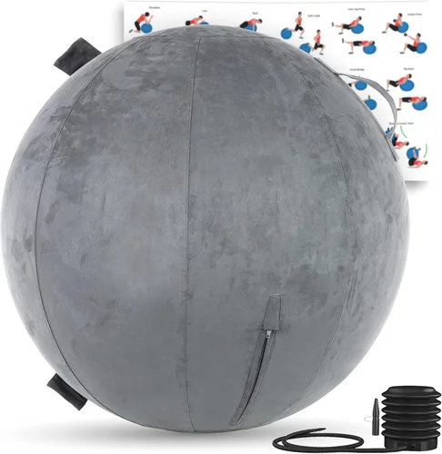 Vista 17 de Husband Pillow Exercise Ball, Cover with Pump for Yoga, Pilates, Fitness Balance Stability, Office Ball Chair Seat. Soft & Slip Resistant, Pro Guide