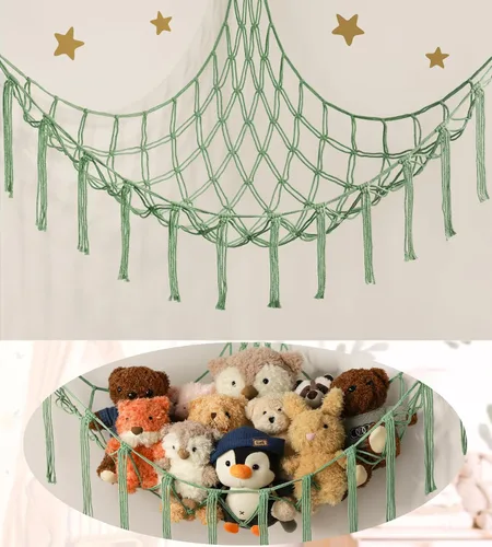 Vista 19 de mirolam Hamaca de Almacenamiento para Animales de Peluche Red de Hamaca Grande para Juguetes de Animales de Peluche Esquina - Azul Peluche Puntada