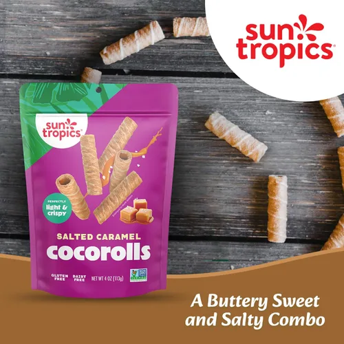 Vista 4 de Sun Tropics, Coco Rolls Caramelo salado, 4 onzas