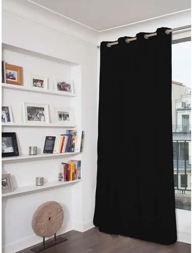 Vista 3 de Moondream Cortina opaca sólida, 55 pulgadas de ancho x 95 pulgadas de largo, negro (negro oscuro MC710), ojales, 1 panel