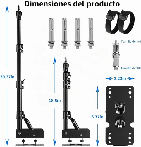 Vista 6 de Selens Wall Mount Triangle Boom Arm 39.37inch/100cm,180°Flexible Rotation
