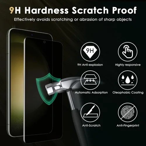 Vista 3 de Protector de pantalla de privacidad de vidrio templado para Samsung Galaxy S23 de 6.1 pulgadas, compatible con huellas dactilares, resistente a