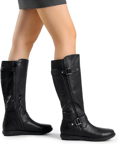 Vista 7 de DREAM PAIRS - Botas de invierno altas hasta la rodilla con forro de piel sintética para mujer