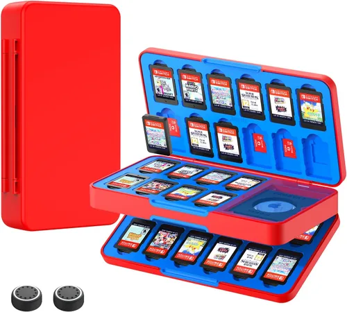 Vista 7 de JINGDU 40-Slot Traceable Switch Game Case Compatible with Nintendo Switch Games, Holds 40 Switch Game Cards and 24 Micro SD Cards, with Hidden