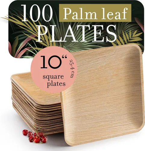 Vista 8 de Brheez Platos de bambú desechables de hoja de palma Platos de aperitivo de bambú de 6 pulgadas Platos biodegradables ecológicos compostables 50