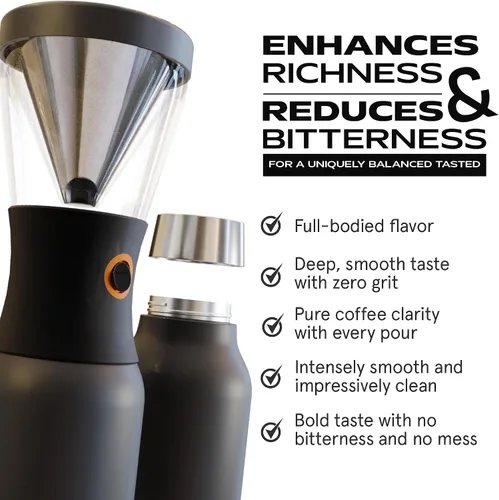 Vista 6 de asobu Cafetera de preparación fría, galardonada cafetera aislada de 40 onzas con jarra portátil de acero inoxidable – Ganadora número 1 del festival