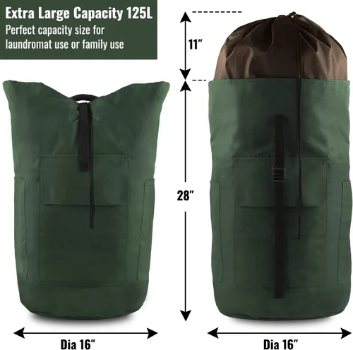 Vista 2 de JOINPRO Bolsa de lavandería con mochila, bolsas de lavandería de viaje extra grandes de 125L con correas de hombro, diseño ajustable y extensible