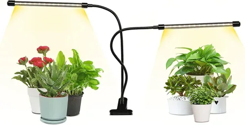Vista 19 de iPower Luz LED de crecimiento con espectro completo para plantas de interior, cuello de cisne ajustable, 5 niveles regulables, 3 modos de Blanco